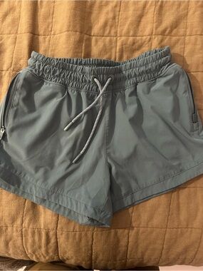 Athleta Girl Shorts Size Large 12 Sage Green Athletic Zip Pocket Performance